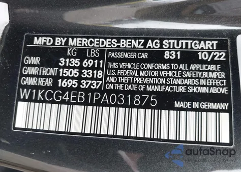 2023 Mercedes-Benz Eqs 580 4Matic z USA, uszkodzony, nr VIN W1KCG4EB1PA031875